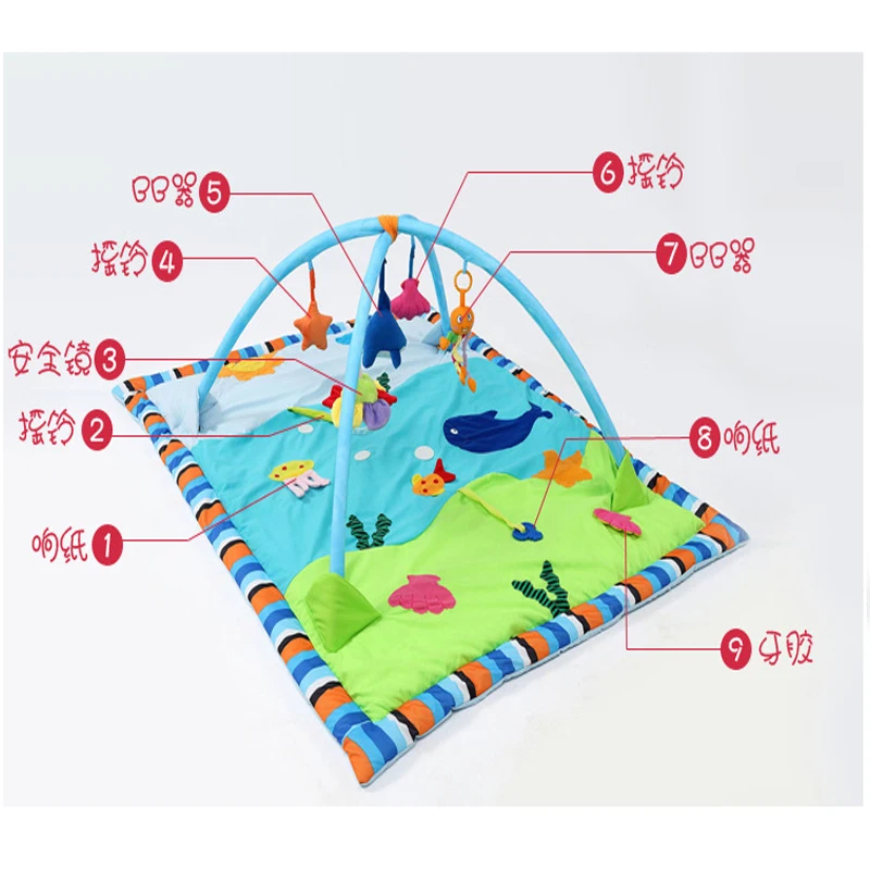 OLOEY 1.5 КГ Мягкие Детские Play Mat150 * 110 СМ Длинный Океан Лето Хлопок Игры Ковер Коврик