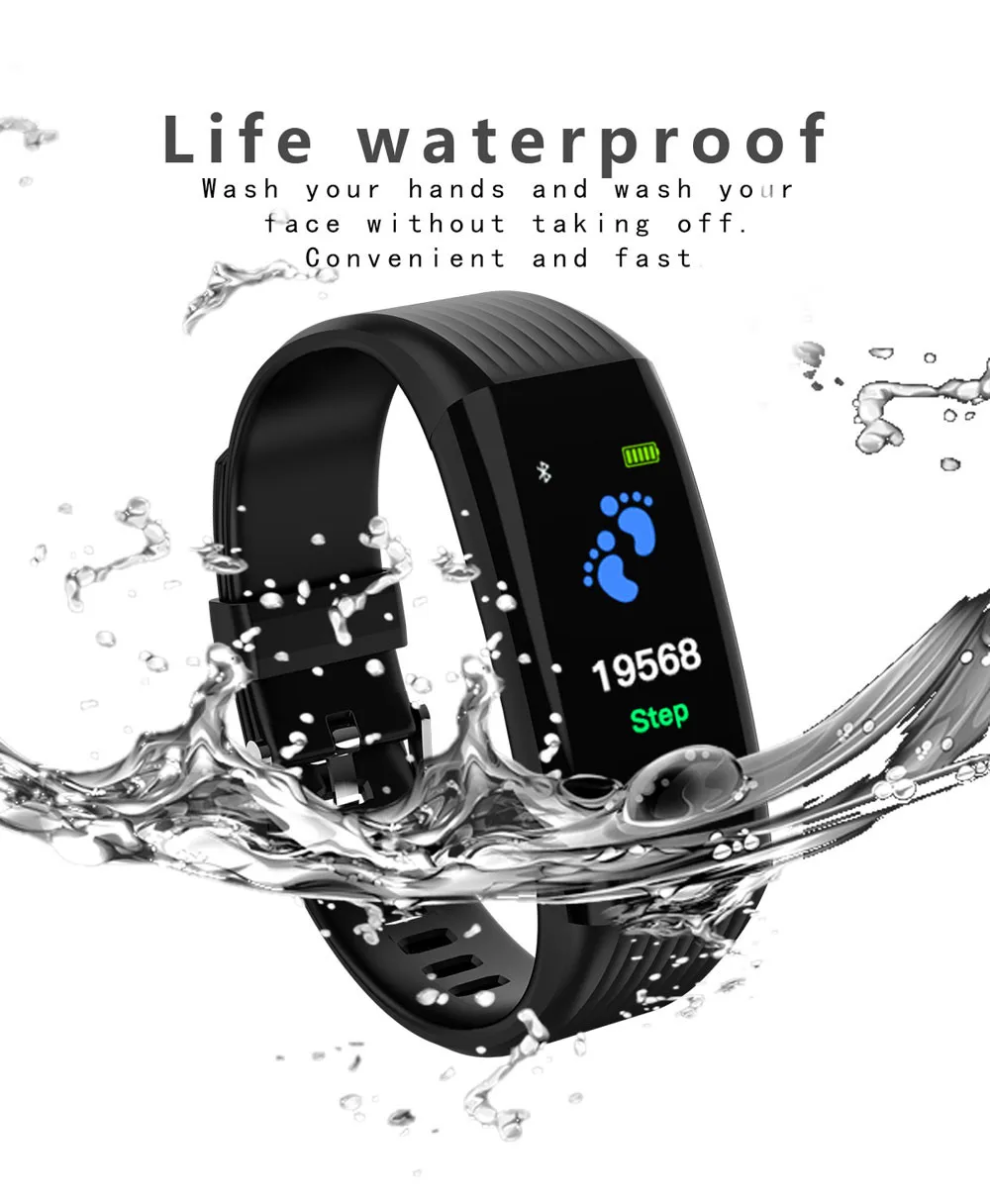 Фитнес умный Браслет кровяное давление часы пульсометр умные браслеты IP67 водонепроницаемый спортивный умный Браслет