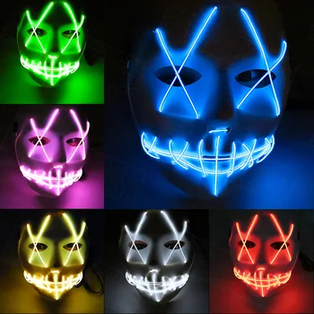 

Grimace Money Heist La casa de papel Horror Glowing Mask Party Mask Cold Light Ghost Dance Party LED Light Halloween Face Mask