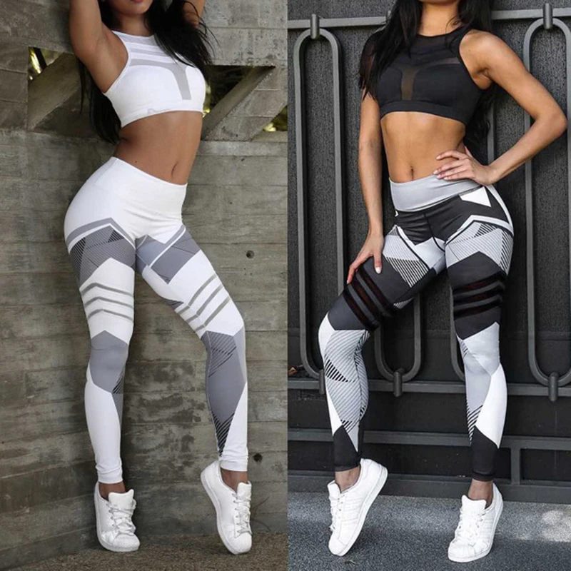 

Women's Fitness Leggings Push Up Slim Bodybuilding Leggings Workout High Waist Print Tights Elastic Pants