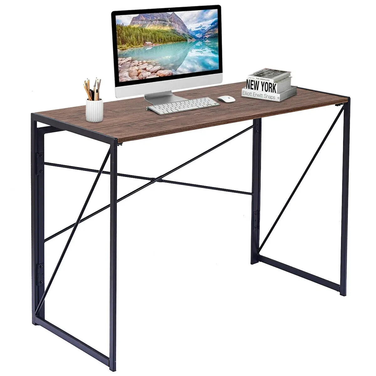 

Costway Folding Writing Computer Desk Modern Simple Study Desk Laptop Table Home Office