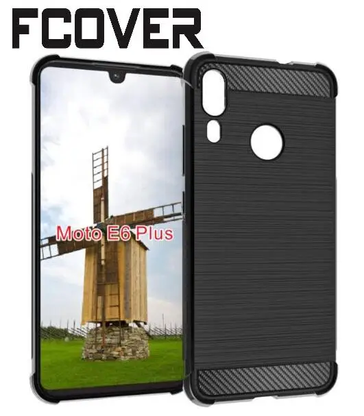 Для Motorola Moto E6 Plus чехол+ закаленное стекло из углеродного волокна Мягкий ТПУ гелевый силиконовый защитный чехол для телефона