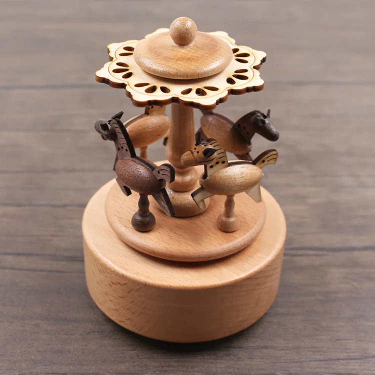 6510 Cutebee Zakka карусель музыкальные коробки деревянная музыкальная шкатулка изделия из дерева ретро подарок на день рождения винтажные аксессуары для украшения дома - Цвет: 6510
