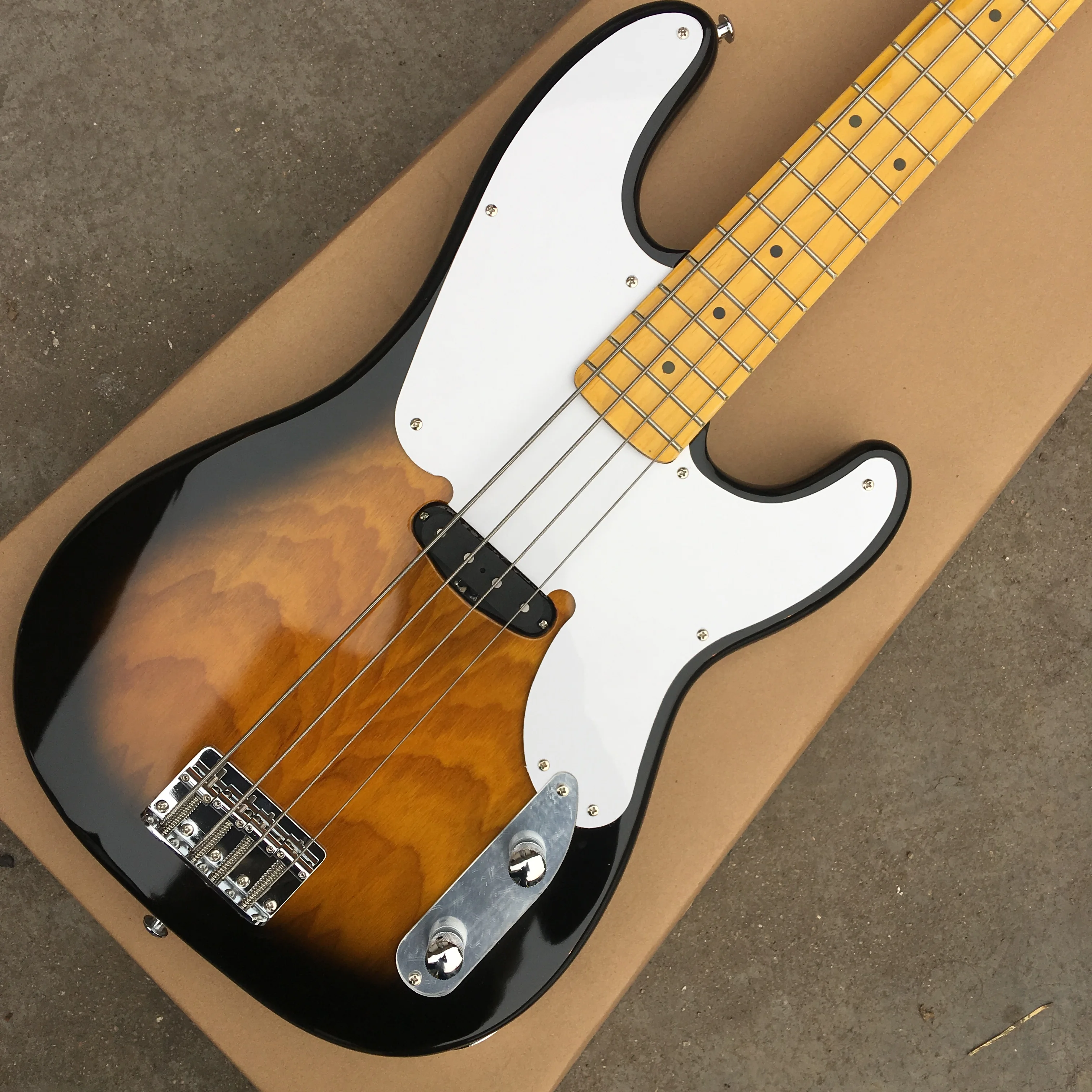 Электрическая гитара джаз бас 4 струнные цвета sunburst maple. гриф
