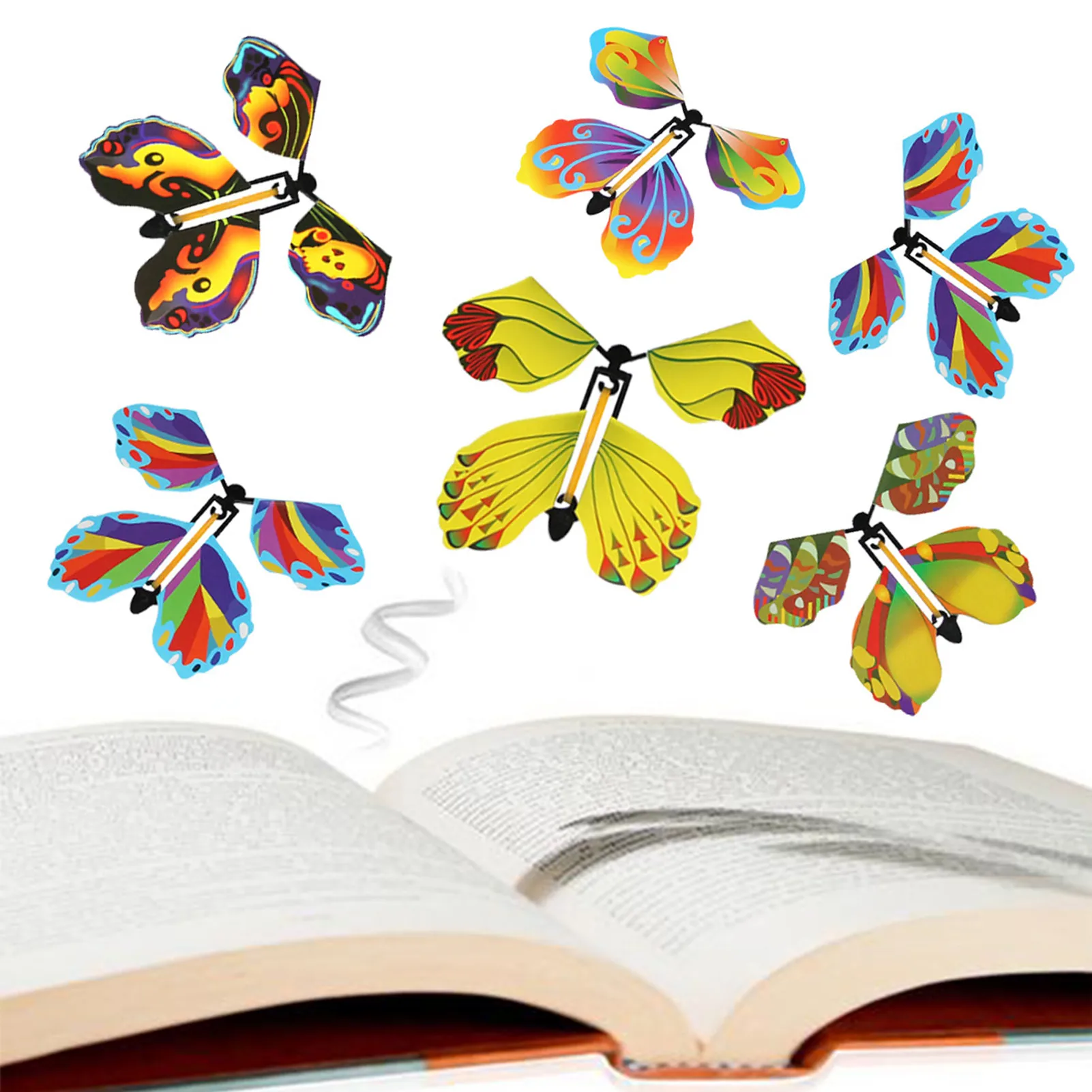 10 PCS Flying In The Book Fairy Rubber Band Powered Wind Up Butterfly Toy Magic Flying Butterfly Great Surprise Gifts For Kids