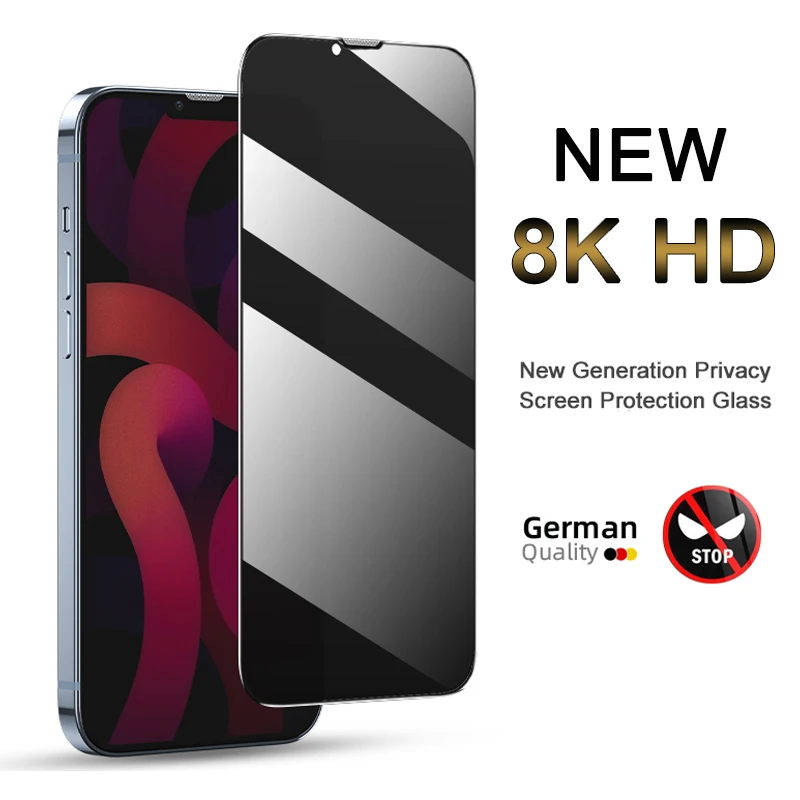 8K Privacy Protective Glass For iPhone 11 12 13 Pro Max XR XS Anti Spy Tempered Glass For iPhone 7 8 Plus Screen Protector Film