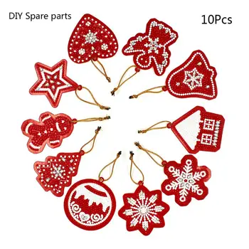 

10Pcs 5D DIY Inlay Drawing Christmas Ornaments Diamond Shiny Crystal Beads Xmas Tree Decoration Window Decorative Accessories fo