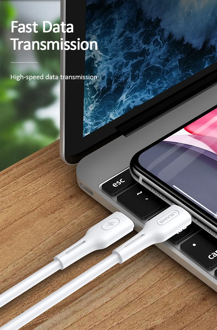 USAMS для usb c к Lightning зарядный кабель для iPhone xs max xr 8 7 6s plus 5S 11 ipad pro быстрое зарядное устройство PD кабель 18 Вт 30 Вт провод