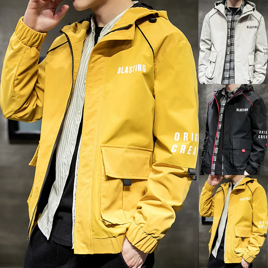 

JAYCOSIN Men's Jacket Autumn Casual Fashion Pure Color Hoodie Zipper Plus Size Jacket Hooded Hip-hop Streetwear Men Coat#45
