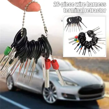 

26Pcs Car Terminal Removal Tool Kit Terminal Ejector Kit Wire Connector Pin Release Extractor Puller SNO88