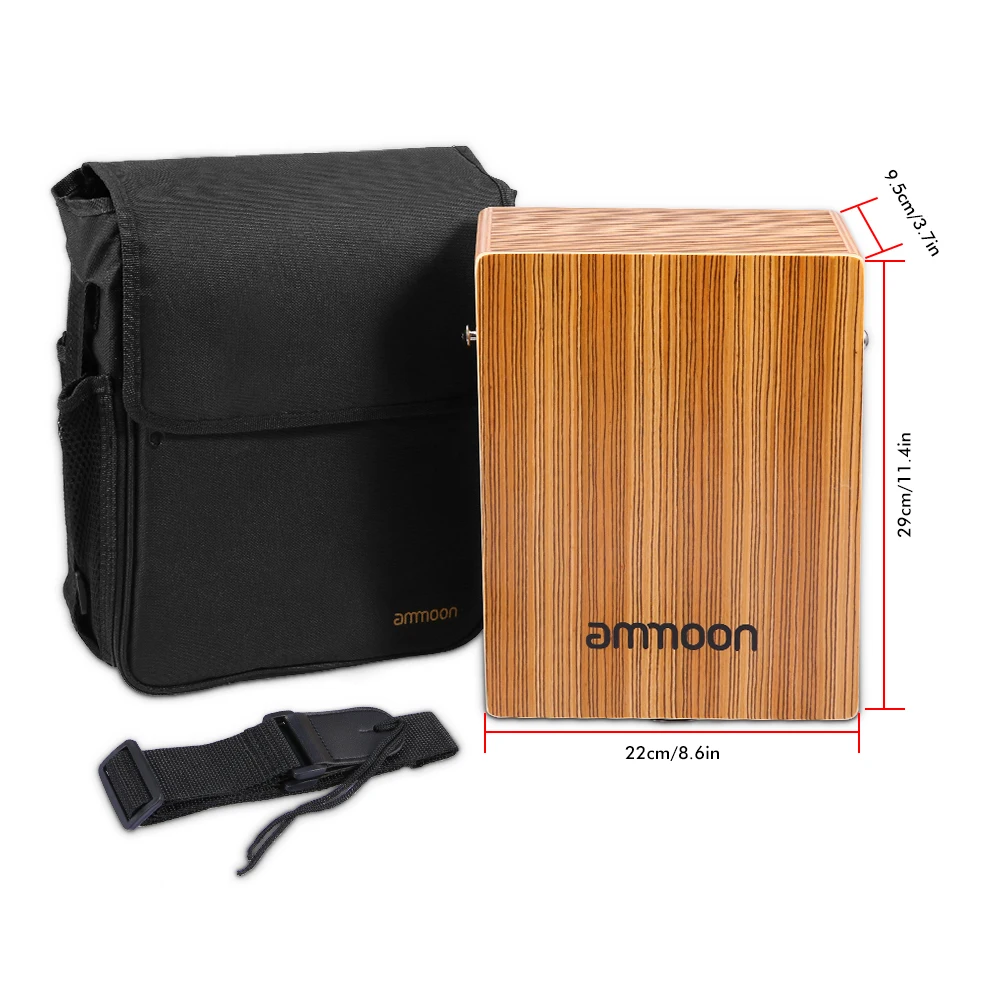 

New Portable Travel Cajon Birch Wood Cajon Brown Box Drum String Structure Inside For Drummers Travelling Musicians Braces Bag