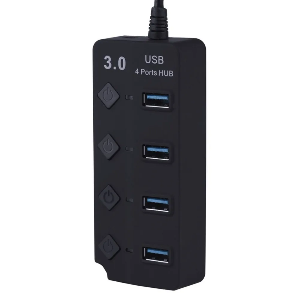 4 порта USB 3,0 концентратор 5 Гбит/с высокоскоростные Выключатели AC адаптер питания для ПК высокоскоростной концентратор адаптер питания
