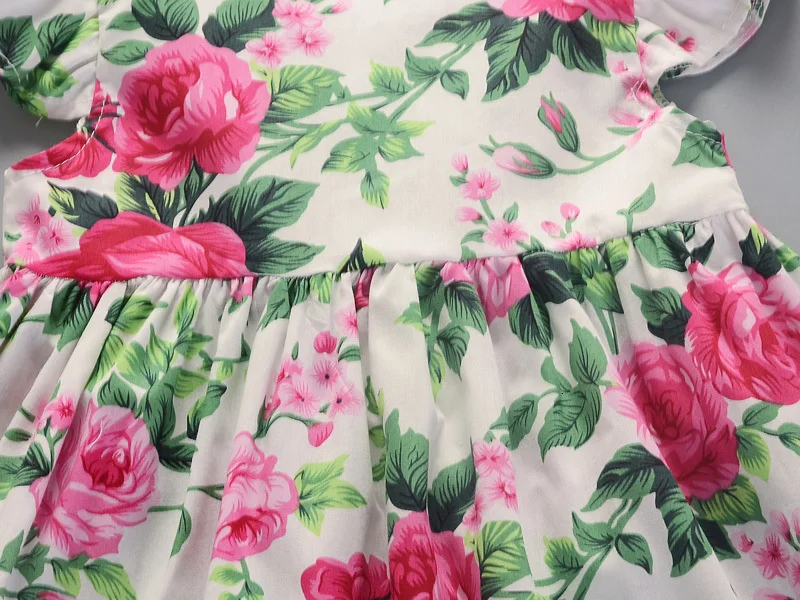 Girls Summer New Dress Flower Floral Pattern Baby Cotton Girl Dress Princess