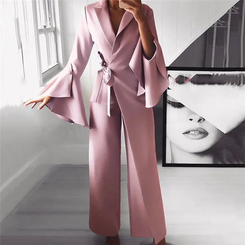 pink Модный зимний осенний женский комбинезон с длинным рукавом и ремешком, однотонный повседневный комбинезон для женщин - Цвет: pink
