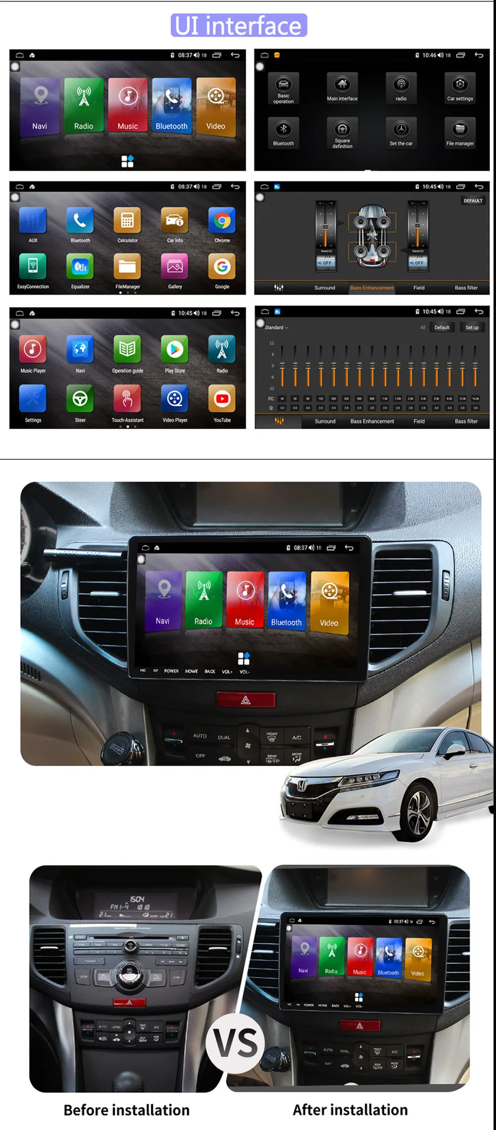 Android 8,1 1 DIN автомобильный Радио Мультимедийный видео плеер Авто Стерео gps Navigaton поддержка Carplay для HONDA SPIRIOR 2009-2013