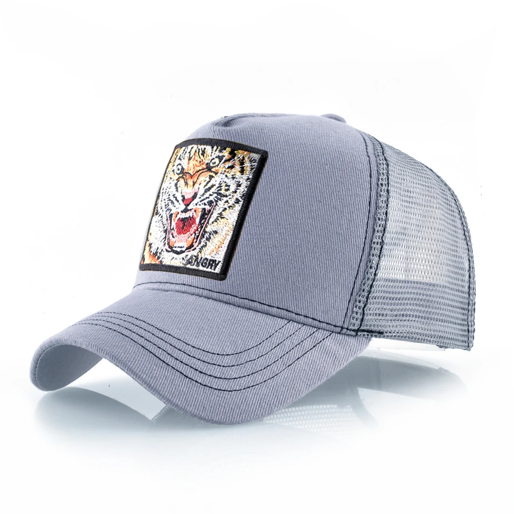 Embroidery Tiger Roar Baseball Caps men Outdoor sun visor cap sun hats for women Animal pattern Mesh hat Cotton bone Hip Hop cap brown leather baseball cap