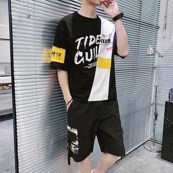 

HIP HOP Men's TrackSuit Sportswear Sets 2020 Summer Casual Two Piece Fashion Clothes T Shirts + Shorts Track Suit