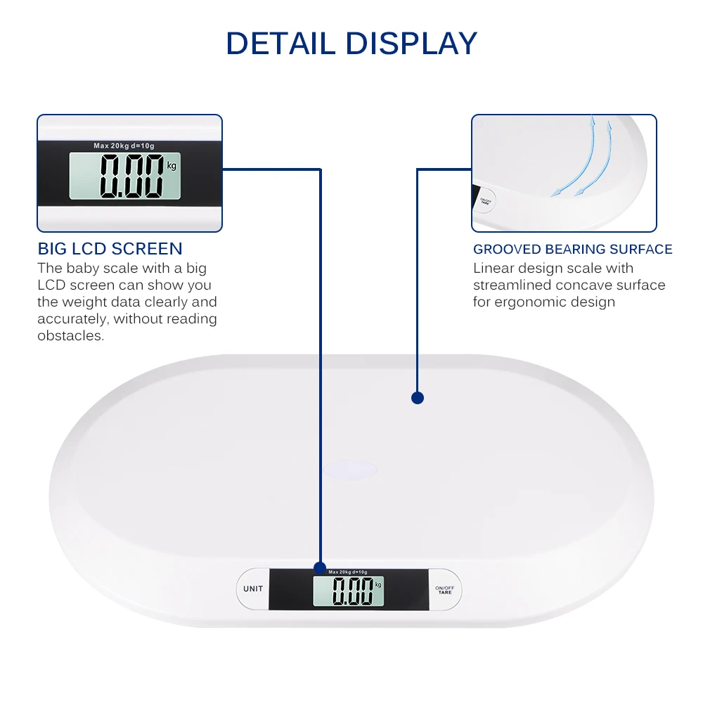 20 кг Макс электронные детские весы вес измерения кг/фунты/ст HD ЖК-экран цифровые весы для новорожденных младенцев