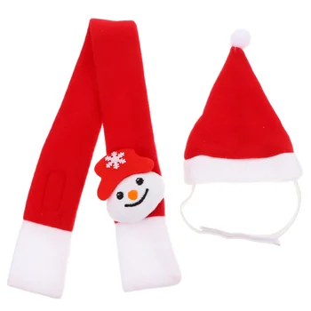

1 Set Dog Scarf And Santa Claus Hat Christmas Theme Cat Pet Costume Accessory