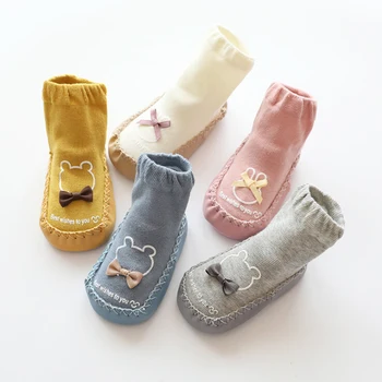 

2019 New Baby Socks For Newborns Socks With Rubber Soles Winter Autumn Warm Socks Home Slippers Non-Slip Boot Kid Sock Soft Sole