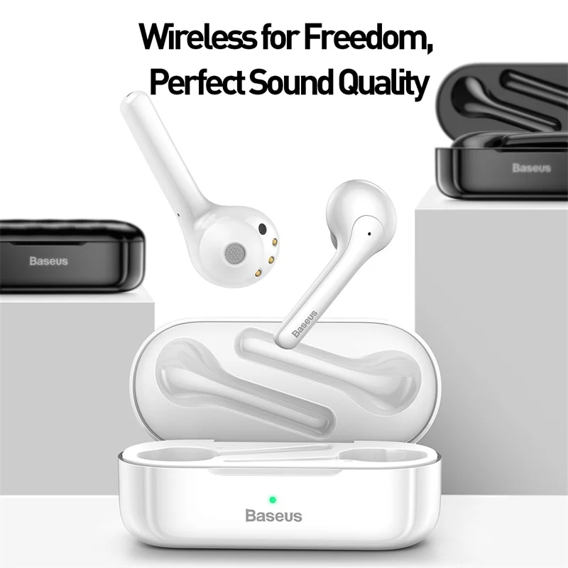 Baseus W07 TWS Bluetooth наушники, стерео, настоящие беспроводные наушники, спортивные наушники с шумоподавлением, гарнитура Bluetooth 5,0, наушники с микрофоном