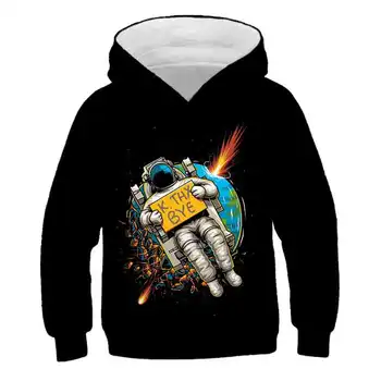 

2020 boys and girls 3D astronauts astronaut 3D printed fashion pullover pullover street casual hooded top