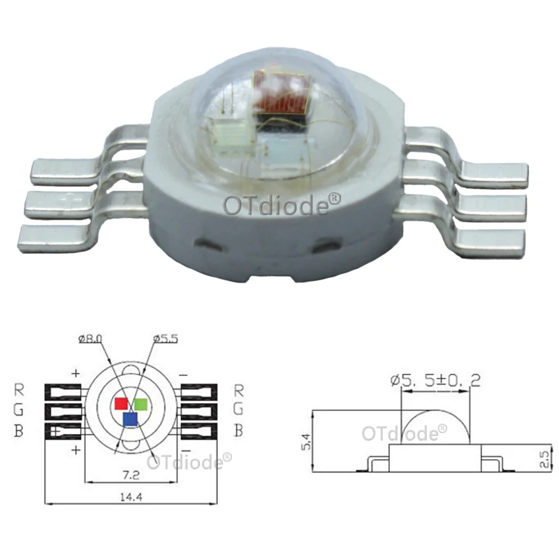 Фото High Power 9W 6pin RGB LED Chip Red Green Blue LED Epistar 45mil LED Chip LED Lamp Emitter Diodes Colorful For DIY Stage Light №3