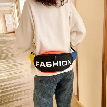 

2021 Unisex Fashion Double Zipper Bags Nylon Shoulder Bags Crossbody Bag Chest Bag Winter Net Red Fashion Chest Bag Waist Bag