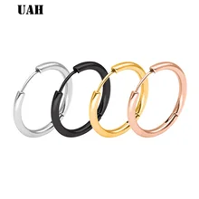 UAH серьги-кольца для женщин золото/серебро/розовое золото/черный цвет круглая серьга круга кольцо с зажимом серьги Mujer