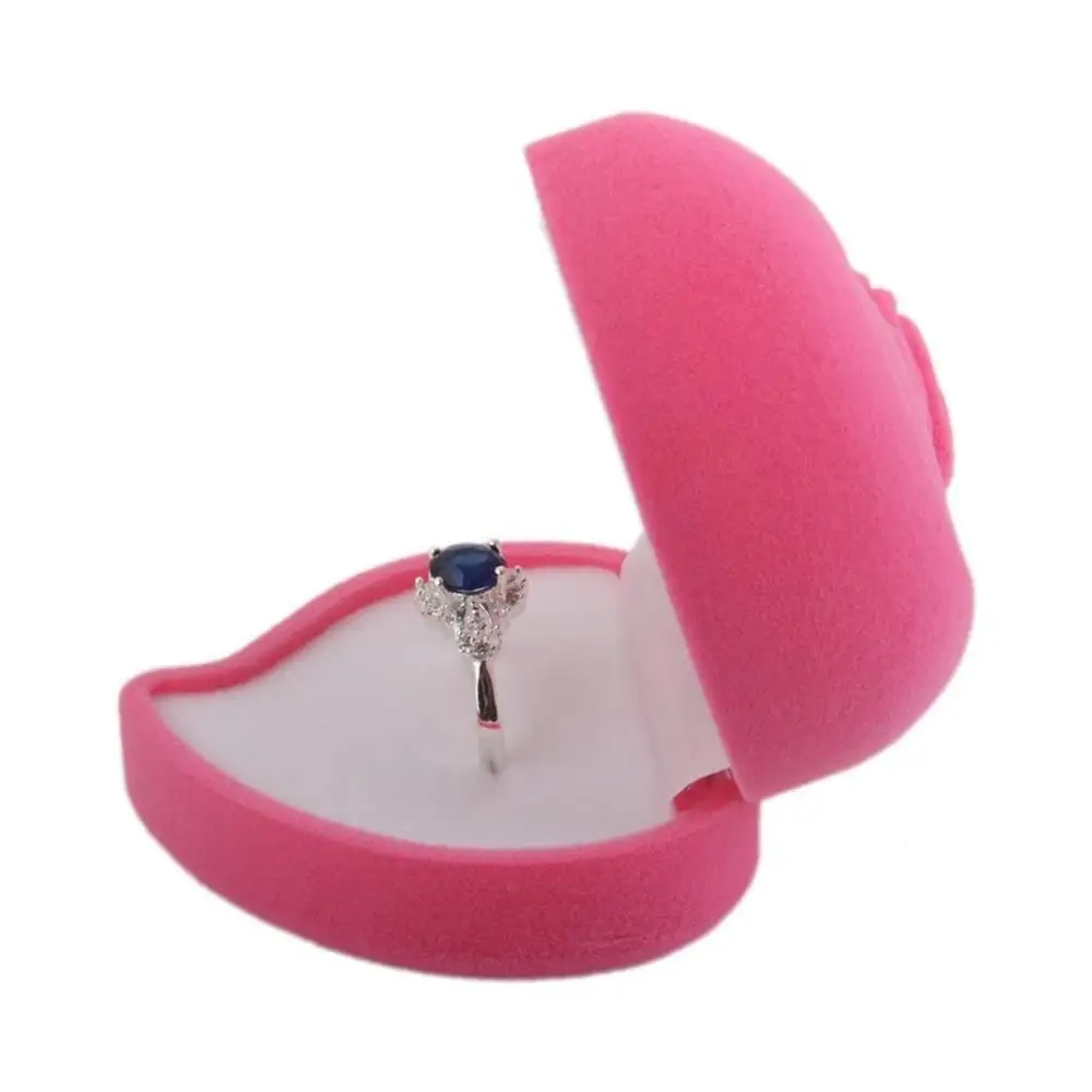 Лидер продаж 2020 бархатная коробка для обручальных колец в форме розы розового