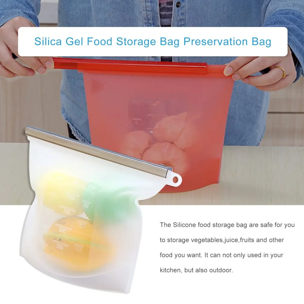 Reusable Silicone Food Storage Bag Airtight Seal Food Preservation Bag Food Grade Versatile Preservation Bag Container