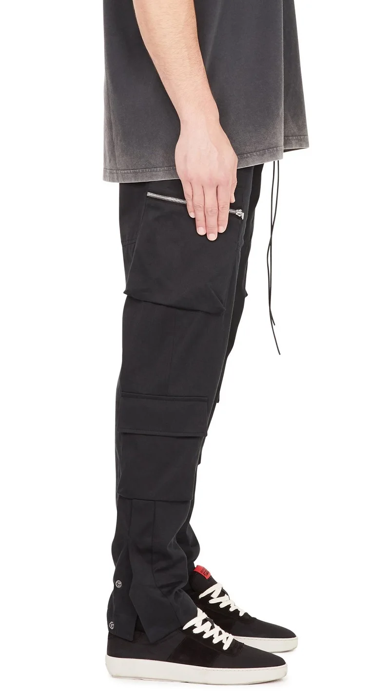 QoolXCWear Loose Fit Elastic Waist Cargo Pants Street Ankle Button Pants Large Pockets Casual Pants Fashion Cargo Pants L047