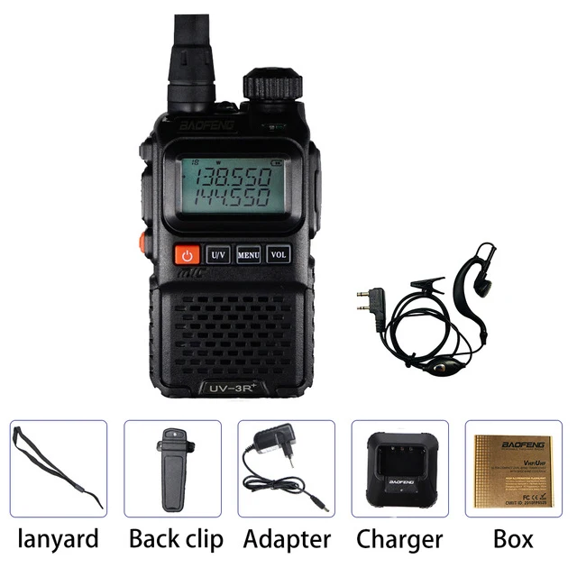 With box Bofeng мини рация UV-3R плюс двухдиапазонный ЖК портативный CB Ham Радио UV-3R+ портативный FM трансивер UV 3R двухстороннее радио UV3R - Цвет: With box