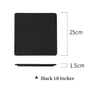 B2.Black 10 Inches 8 дюймов, креативная плоская квадратная подушка, тарелка в японском стиле, керамическая тарелка для приготовления торта, десерта, вращающаяся тарелка, Западный поднос для стейка - Цвет: B2.Black 10 Inches