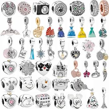 

Free Ship Silver Color Dress Mickey Minnie Unicorn Charms Beads Pendant Fit Pandora Bracelets & Necklace DIY Women Jeweley Gift