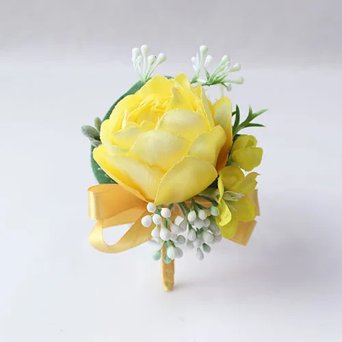 Corsage-3 Йо Чо искусственные подсолнухи жениха бутоньерка Buttonhole желтая бутоньерка Роза мужской свадебный корсаж заколка в виде цветка шелковой ленты Свадебный планировщик Свадебный корсаж цветок - Цвет: Corsage-3