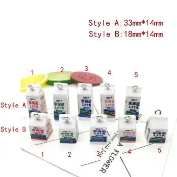 

10pcs Milk Carton Quadrate Milk Box Kiwi Drink Bottle Pendants For DIY Resin Earring Charms Fashion Jewelry Accessories LL029