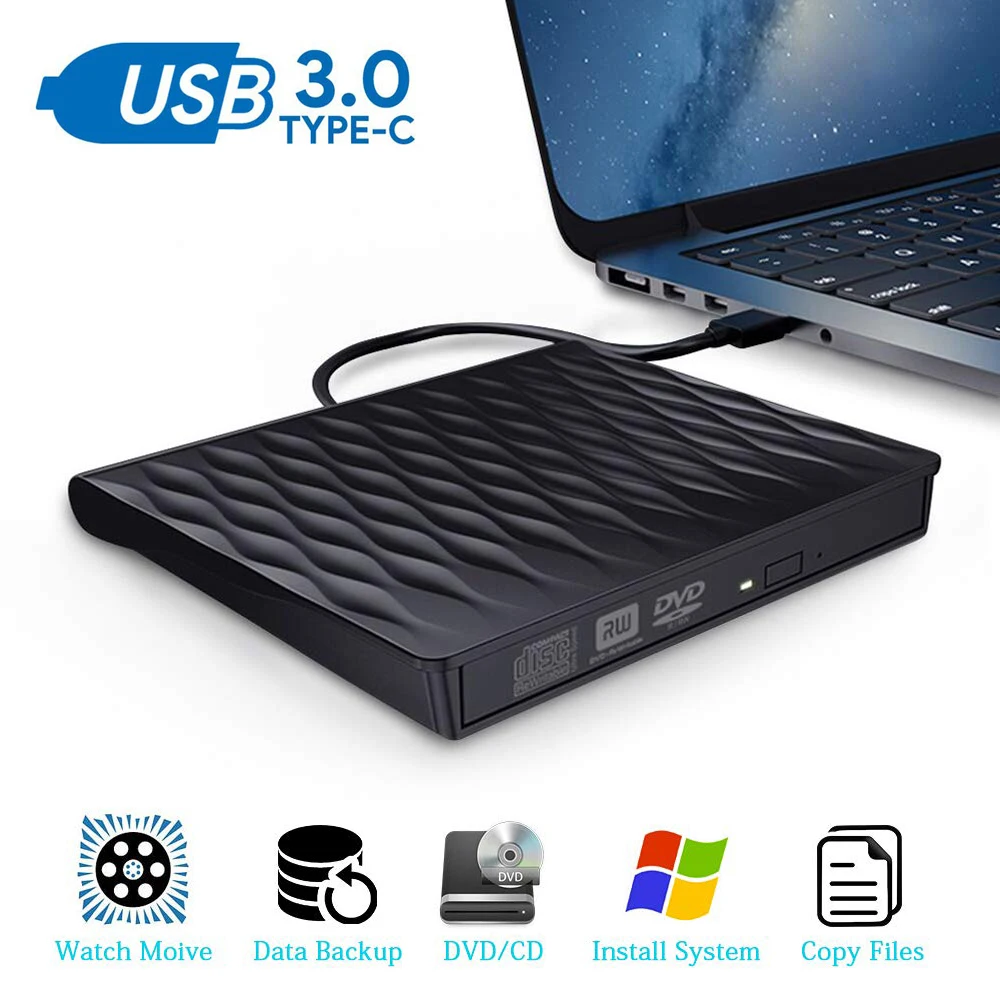 Внешний CD DVD привод USB 3,0 тонкий портативный CD/DVD писатель/Rewriter/Burner USB оптические приводы плеер для портативных ПК Windows Mac OS