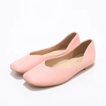 

Big Size Square head flat sole shoes summer flat ladies women shoes woman