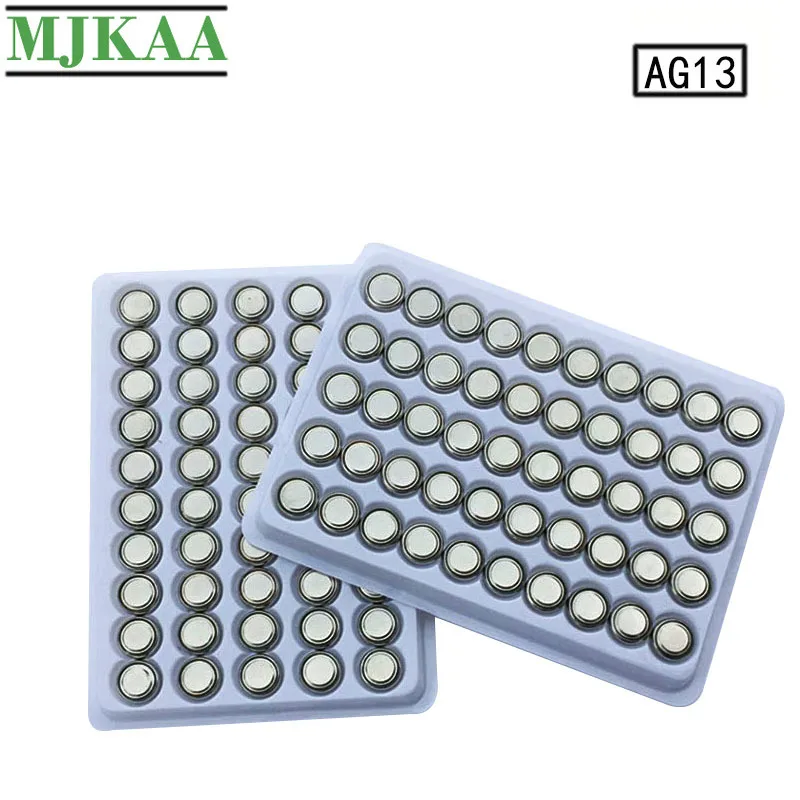 MJKAA 100 шт. AG13 батарея для монет LR44 357 357A S76E G13 щелочные батарейки AG 13 1 5 V часов с