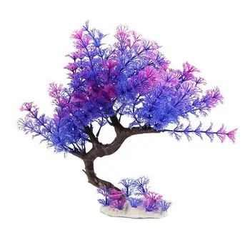 

Artificial Plastic Underwater Plant Bent Tree for Aquarium Fish Tank Life-like Safe Decorations (Purple)