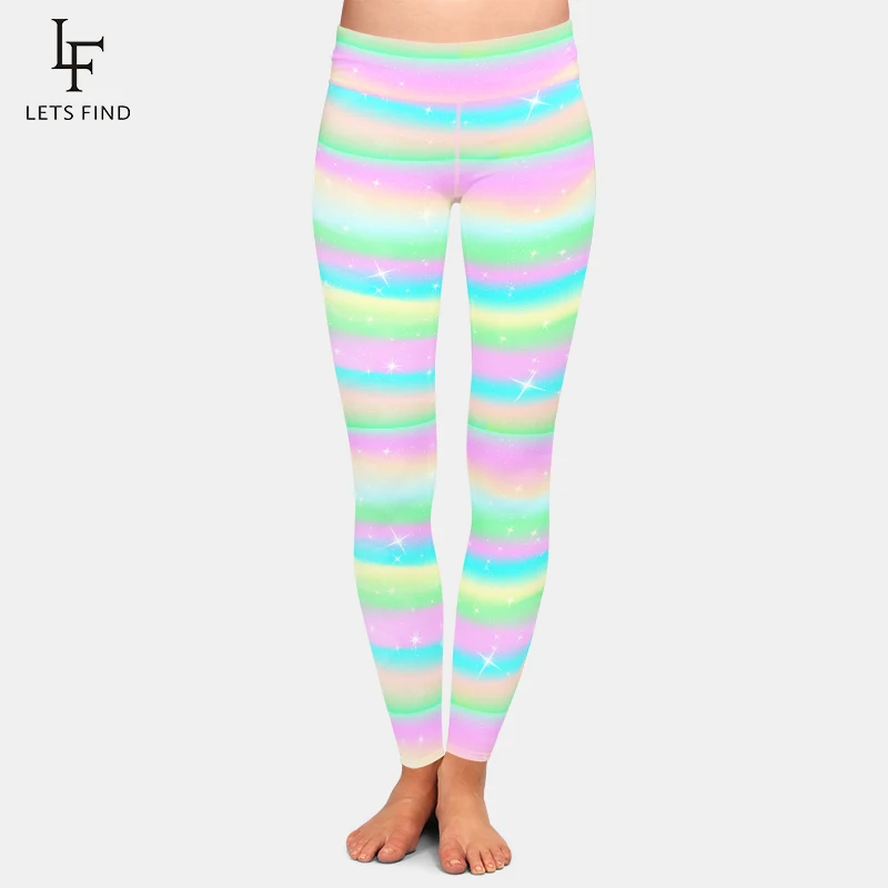 black leggings LETSFIND New Arrival Woman Pants 3D Watercolor Stripes Print Fitness Leggings High Waist Plus Size Soft Slim Girl Leggings yoga pants