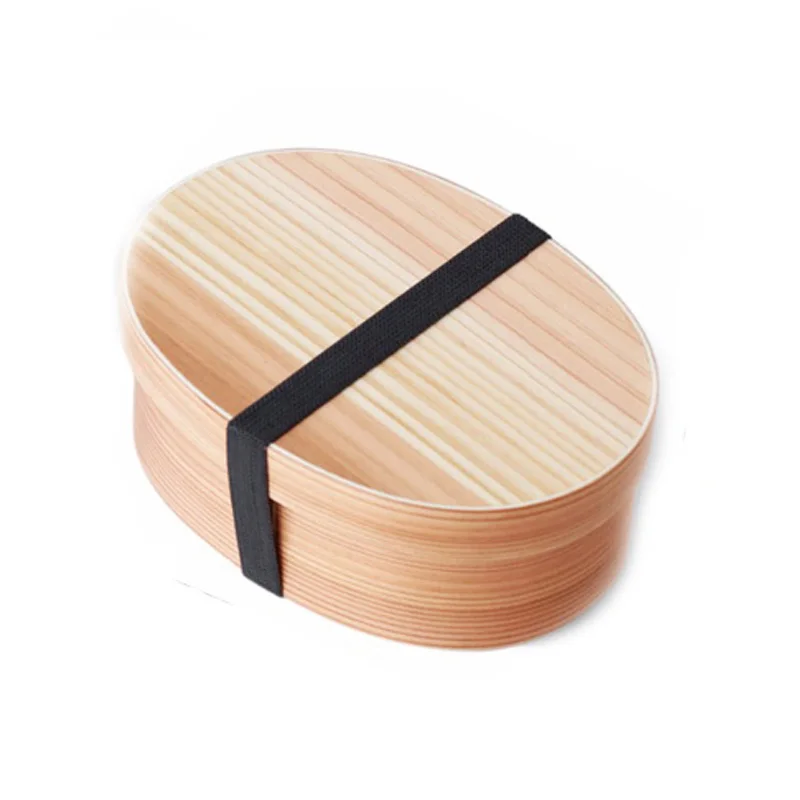 B Японский деревянный Ланч-бокс, отсек для суши, контейнер для еды для детей, Bento box с сумкой и ложкой, палочки для еды, набор посуды, приготовление еды - Цвет: B