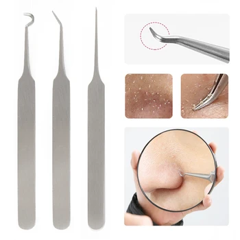 

Blackhead Acne Cell Clip Bend Curved Facial Extractor Blackhead Acne Blemish Remover Tweezers Needle Facial Skin Cleaning TSLM1