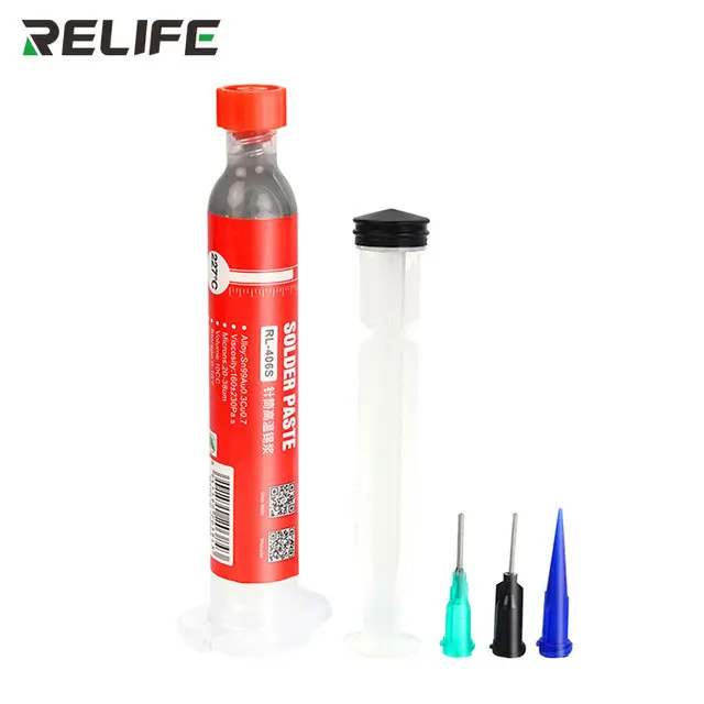 RELIFE BGA Tin Soldering Paste 138℃/183℃/227℃ Lead-Free Low/Medium/High Temperature PCB Repair Welding Flux Syringe Type Solder aluminum electrode Welding & Soldering Supplies