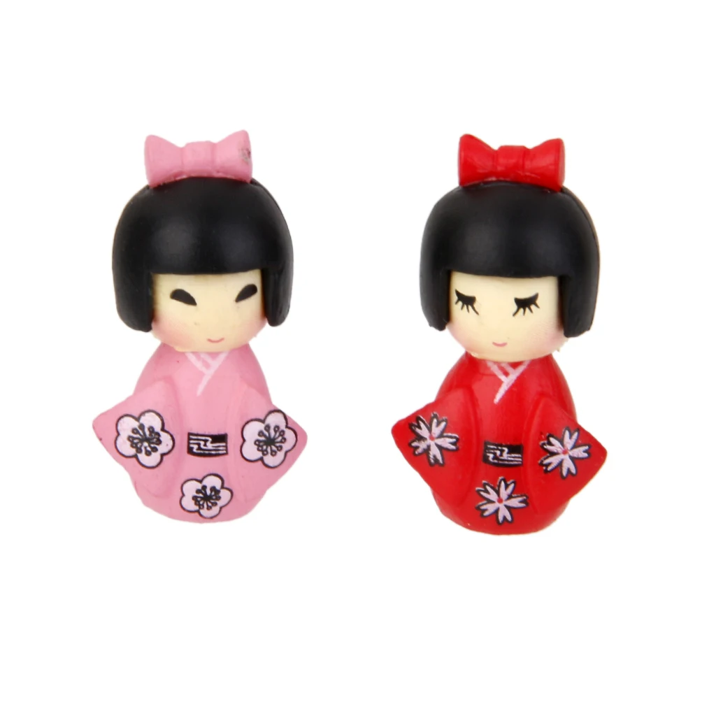 10Pcs Miniature Girl in Kimono Fairy Garden Moss Micro Landscape Bonsai Decor Craft