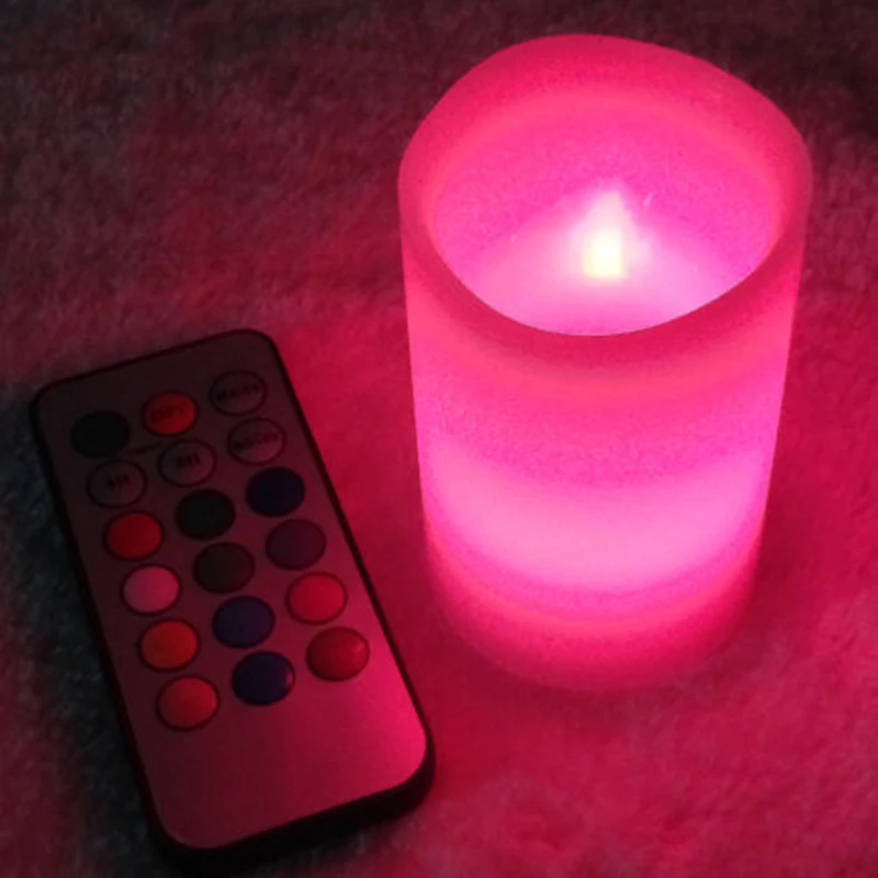 18-ключ красочные электронные Беспламенного светодиодный свечи светильник столб Декор подарок Дистанционное Управление празднования Рождества дома Свадебная вечеринка