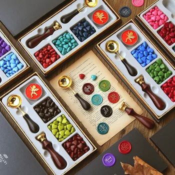 

Envelope Sealing Lacquer Seal Set Retro Wax Seal English Letter Sealing Wax Seal Stamp DIY Greeting Card Christmas Gift