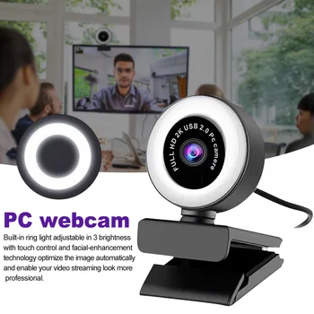 

960A USB Pro For Streaming With Microphone PC Webcam Adjustable Free Driver Plug And Play Ring Light Multifunctional HD 1080P