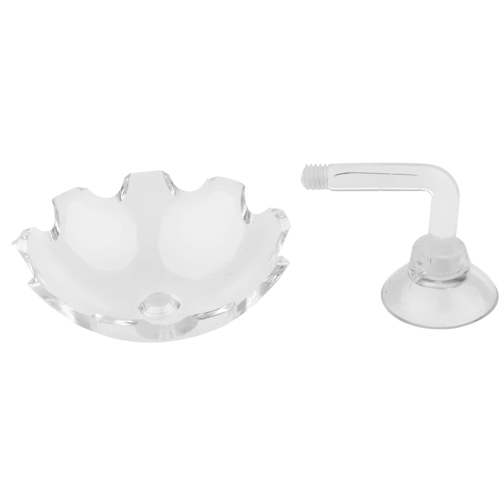 Acrylic Shrimp Feeding Dish Fish Feed Food Tray - Clear Basin Container with Suction Cup Fish Tank Aquariums Accessories